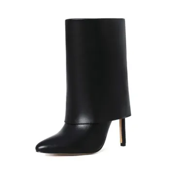 Un pas Glezna Cizme de Toamna si Moda de Iarna Noi Subliniat Toe Culoare Solidă Tocuri Înalte Elegante, Pantofi pentru Femei Cizme Negre de Dimensiuni Mari