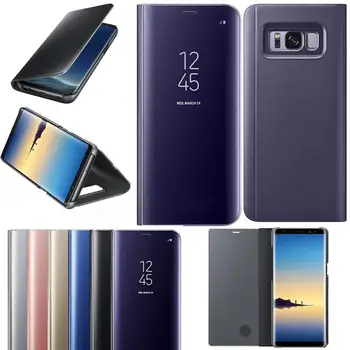 Vedere Clară Oglindă Smart Case Pentru Samsung Galaxy J3 J5 J7 A3 A5 A7 2017 A8 2018 Stand Din Piele De Caz Pentru Samsung S8 S9 Plus
