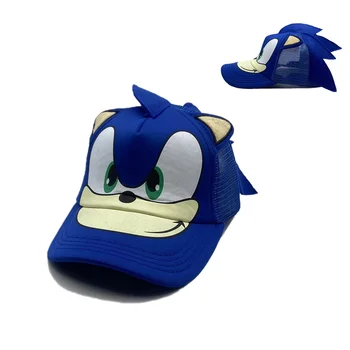 Vinde fierbinte Anime Albastru Sonic pentru Copii Adult ochiurilor de Plasă Respirabil Capac Cosplay Tipărite Palarie de Soare Șapcă de Baseball Cadou de Petrecere