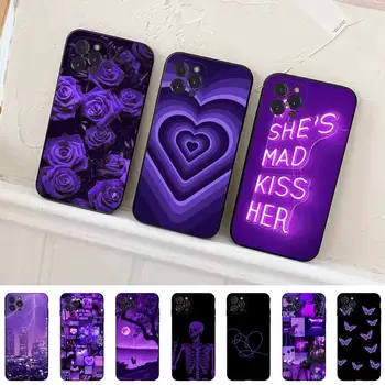 Violet estetice Telefon Caz Pentru iPhone 14 11 12 13 Mini Pro Max 8 7 6 6S Plus X SE 2020 XR XS Funda Caz