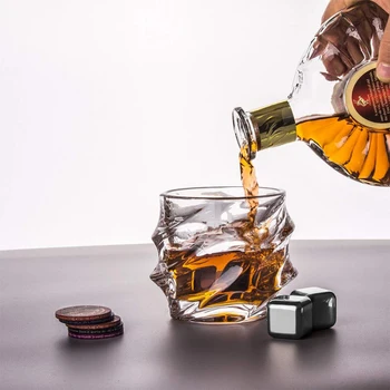 Whiskey Pahar de 250 ML Gravat Glob de Sticlă de Vodcă, Rom, Whisky Pahar Hartă a Lumii cu Pietre de Sticlă pentru Cadouri