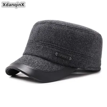 XdanqinX Snapback Cap de Iarna Barbati Gros Cald Capace Plate Armată Militar Pălării Reglabil Marimea Capului Căști Pălărie de vârstă Mijlocie Tata Pac