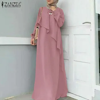 ZANZEA Femeile Musulmane Islamic Abaya Rochie Volane Largi Solid Maxi Lung Caftan Maxi Halat Supradimensionat Femme Caftan Partid Rochie de Vestido